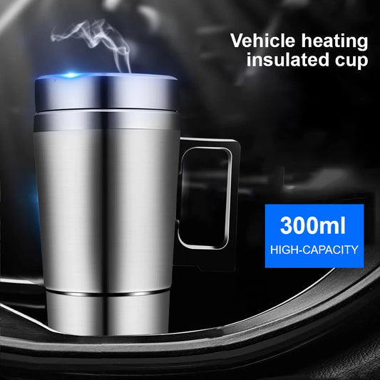 Vehicle Heating Cup Electric Heating Car Kettle 12V/24V 300ml Camping Travel Kettle Stainless Steel