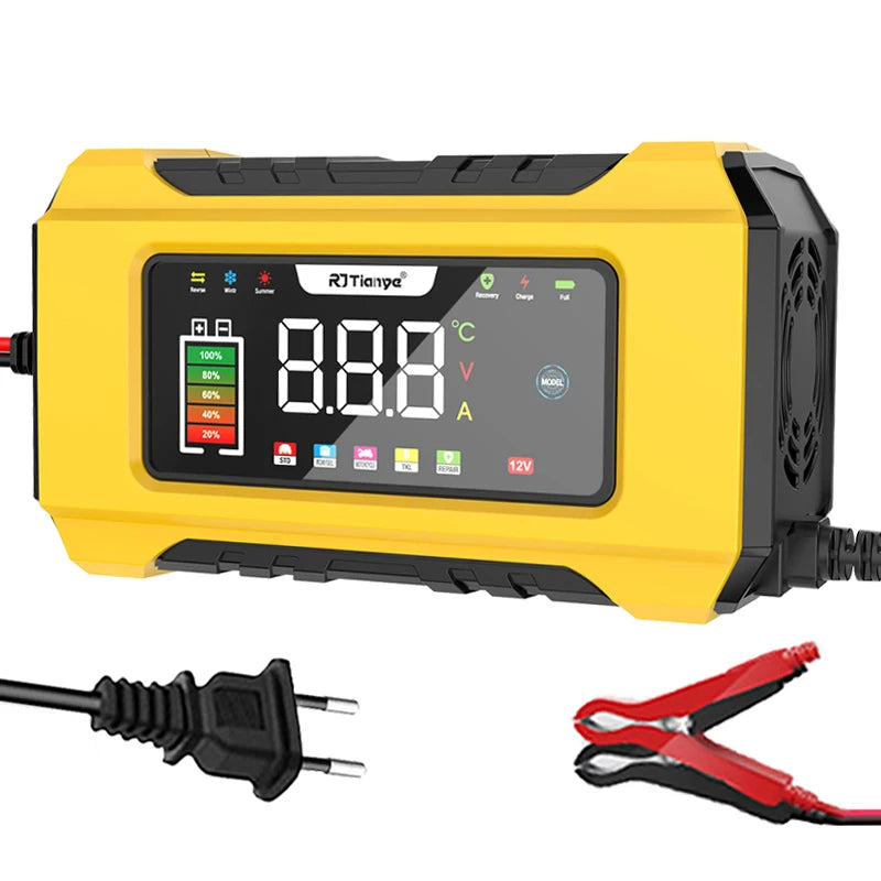 12V 6A Fully Automatic Car Battery Charger Smart Pulse Repair Color Screen for AGM GEL WET Lead Acid Charger LCD Display