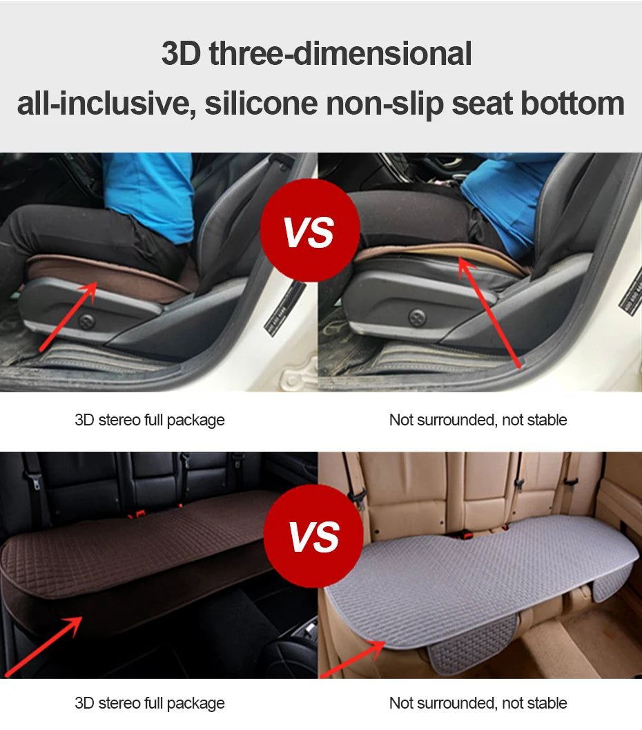 Flax Car Seat Cover Four Seasons Front Rear Linen Fabric Cushion Breathable Seat Protector Mat Pad for Auto Interior Accessories