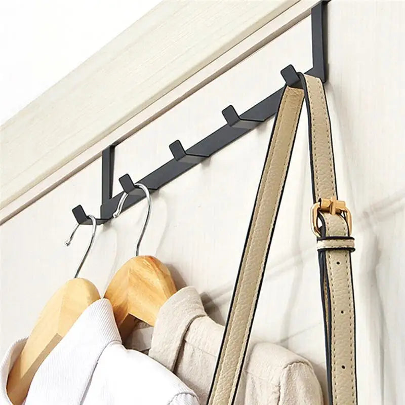 Hooks Over The Door 5 Hooks Home Bathroom Organizer Rack Clothes Coat Hat Towel Hanger Bathroom Kitchen Accessories Holder