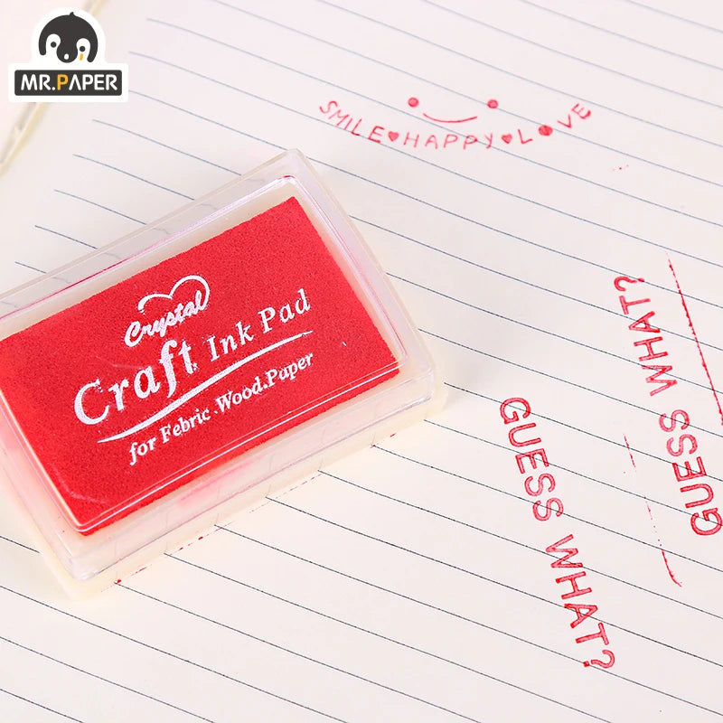 Mr Paper 15 Colors Inkpad Handmade DIY Craft Oil Based Ink Pad for Fabric Wood Paper Scrapbooking Ink pad Finger Painting