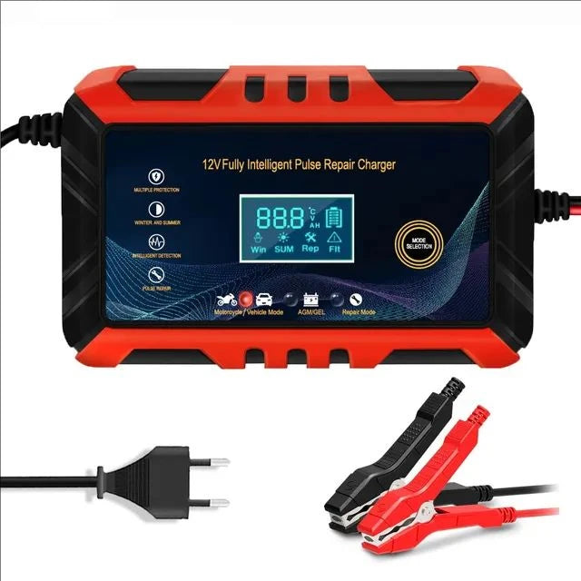 Car Battery Charger Intelligent Pulse Repair LCD Display 12V Car Battery Motorcycle Battery Charging Battery Repair Charger