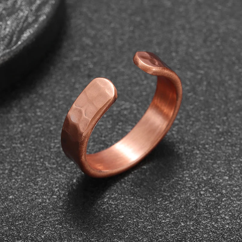High Quality Fashionable and Creative Concave and Convex Magnetic Red Copper Opening Adjustable Ring Jewelry for Men and Women