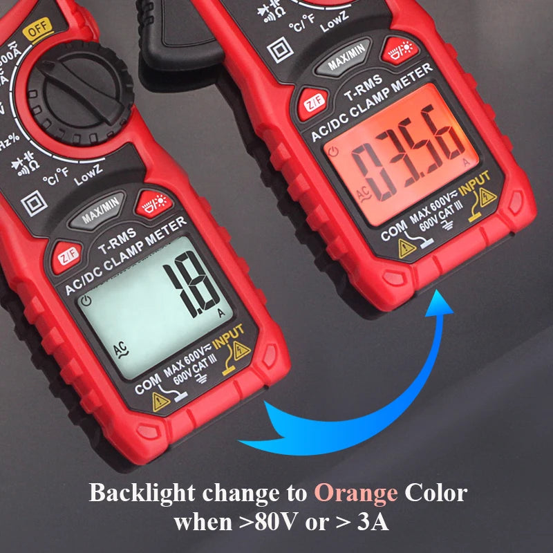 HABOTEST Digital Clamp Meter HT206A HT206B HT206D 600A AC DC Current Two-color Backlight NCV Voltmeter Ammeter With Leather Case