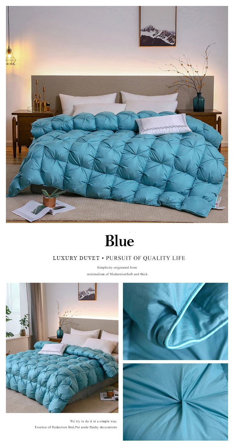 Luxury White Goose Down Filler Duvet 3D Bread Quilt Comforter Winter Heavy Duvet 4kg Weight 100% Cotton Shell Thickened Quilt