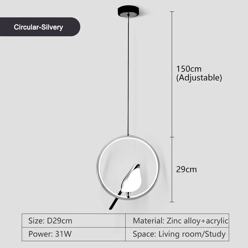 Modern LED Magpie Bird Pendant Lights Chandelier Lighting for Sofa Background Kitchen Indoor Hanging Lamps Corridor Gold Silver