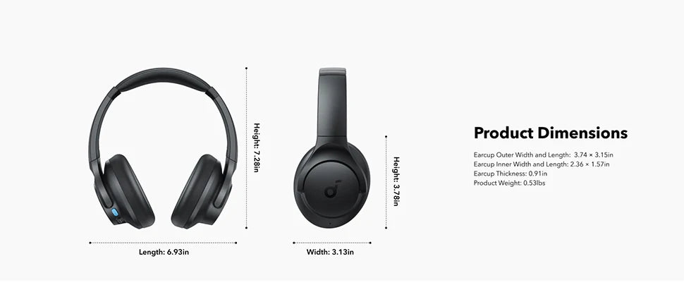 Soundcore by Anker Q11i Wireless Over-Ear Bluetooth Headphones Deep Bass Wireless Bluetooth Earphones 60H Wireless Headphones
