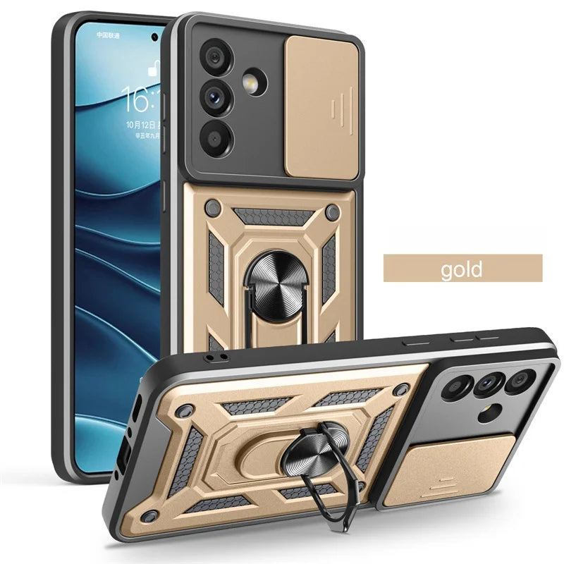 Armor Case For Samsung Galaxy S24 FE S22 S23 Plus S21 S25 Ultra S20 A54 A16 5G A56 A55 A35 A15 A05 A06 Slide Lens Protect Cover
