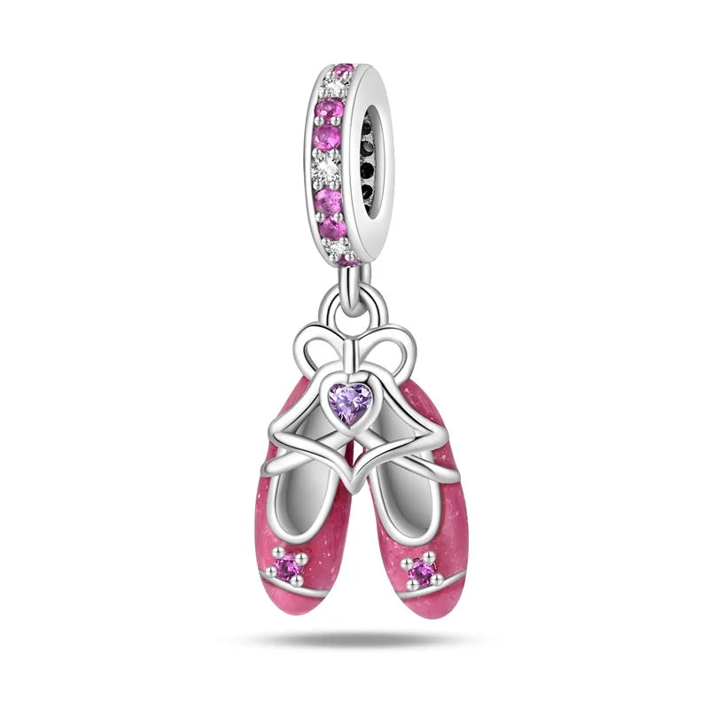 925 Sterling Silver Princess Powder Series Exquisite Daily Bow Sweet Charms Beads Fit Pan Original Bracelets DIY Jewelry
