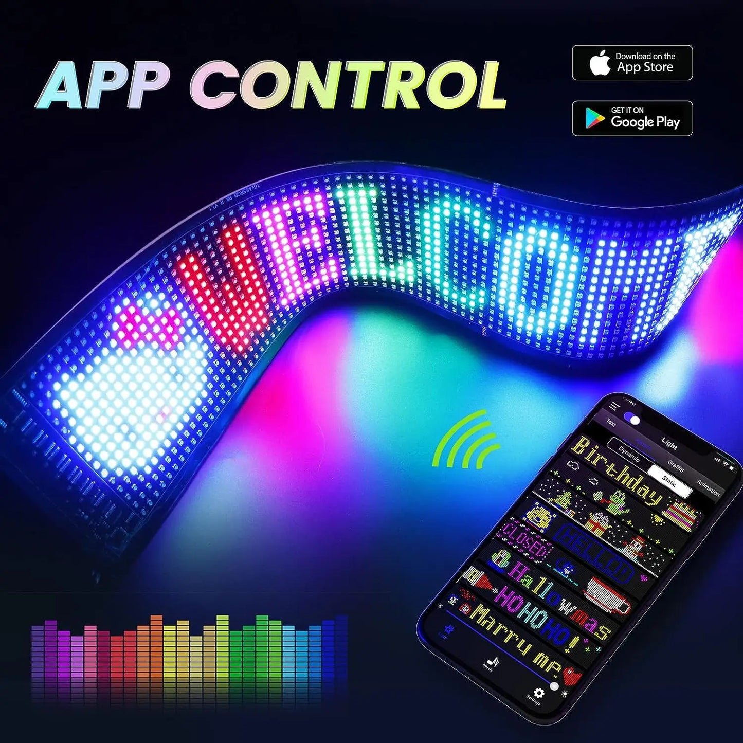 LED Matrix Pixel Panel USB 5V Flexible Addressable RGB Pattern Graffiti Scrolling Text Animation Display Car Shop Bluetooth APP
