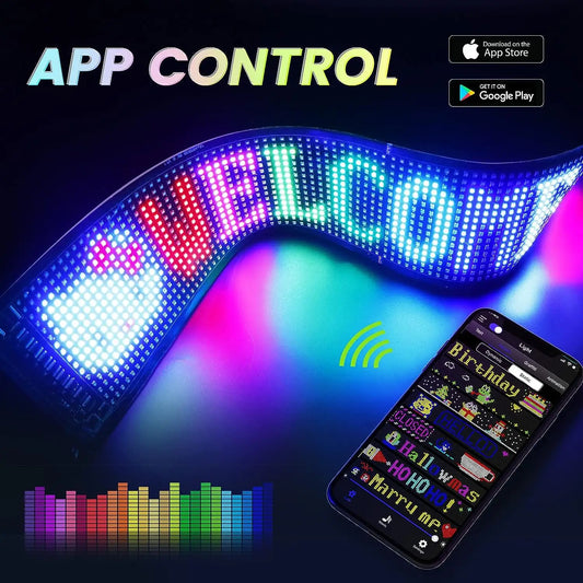 LED Matrix Pixel Panel USB 5V Flexible Addressable RGB Pattern Graffiti Scrolling Text Animation Display Car Shop Bluetooth APP