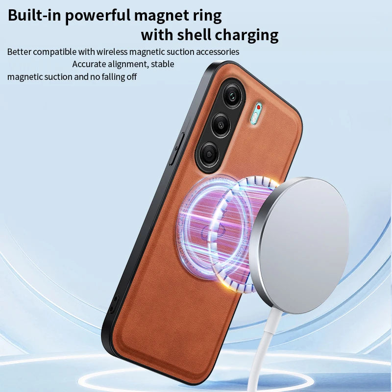 For Tecno Camon 40 Pro 4G 5G Magnetic Wireless Charging Leather Phone Case Shockproof Silicone Lens Protect Cover Cases Bracket