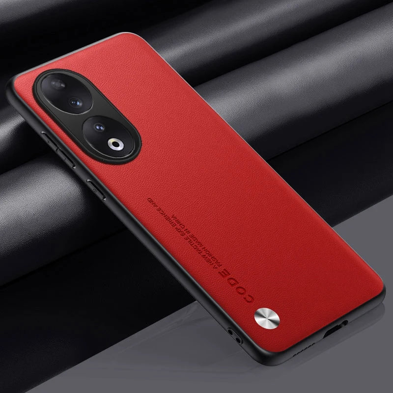 Luxury PU Leather Case For Honor 90 Back Cover Matte Silicone Shockproof Full Protection Phone Case For Honor 90 Honor90 Coque