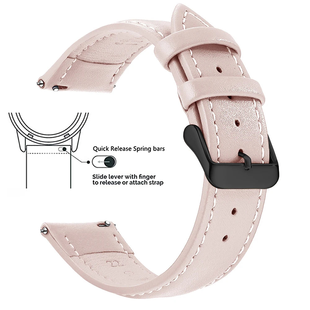 Top Grain Genuine Leather Watch Band, Quick Release 18mm/20mm/22mm Watch Straps, Fits Samsung Galaxy Watch, Garmin Huawei Watch