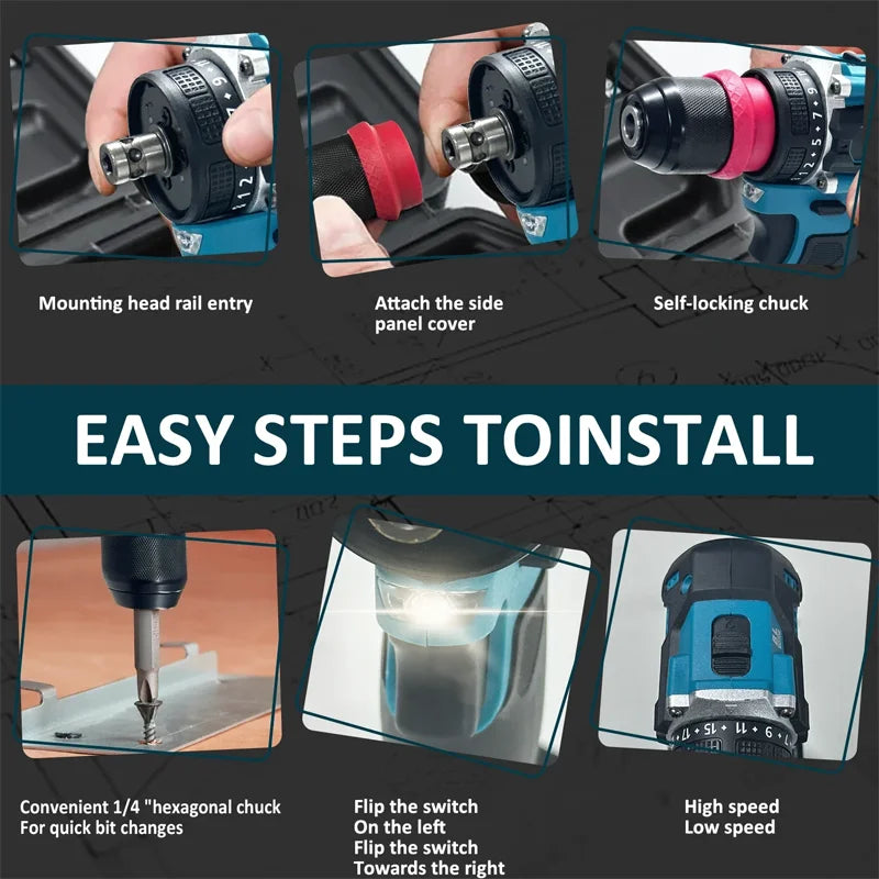 Cordless Brushless Electric Drill 10mm Multifunctional Home Screwdriver Home Improvement Handheld For Makita 18V Battery Pin