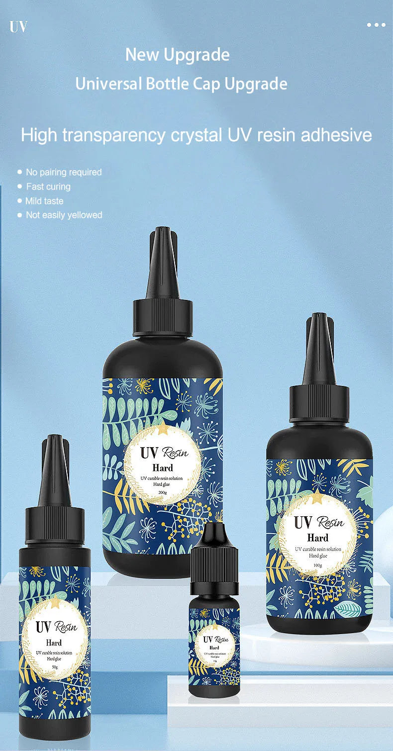 Quick Drying UV Resin Adhesive Colorless Transparent Ultraviolet Liquid UV Curing Use Craft DIY 10/25/30/50/60/100g