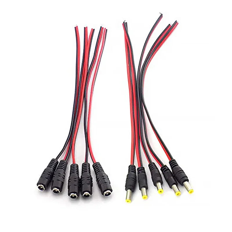 5Pcs 10Pcs 5.5x2.1mm Male Female Plug 12V DC Power Pigtail Cable Jack for CCTV Camera Connector Tail Extension 24V DC Wire