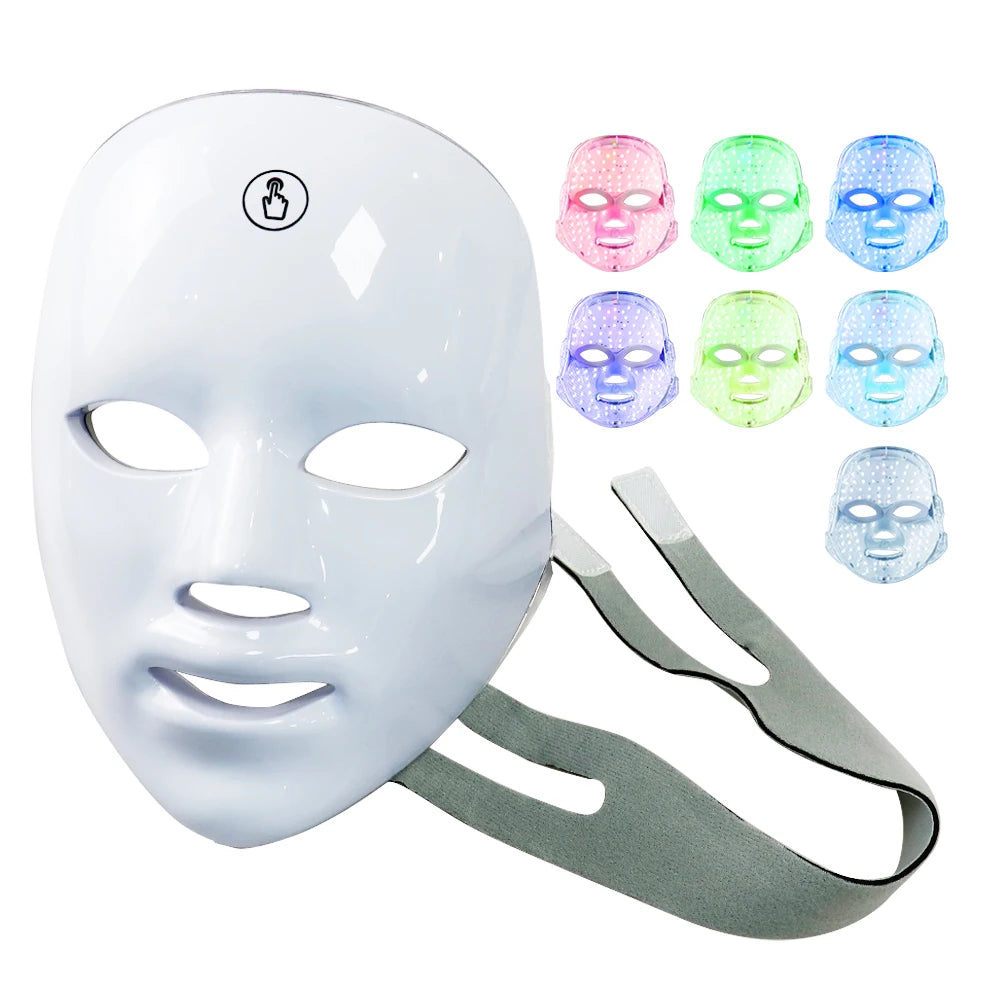 7 Colors LED Facial Mask Photon Therapy Face Skin Care Mask Anti Acne Therapy Skin Rejuvenation Wrinkle Removal Face Beauty Mask