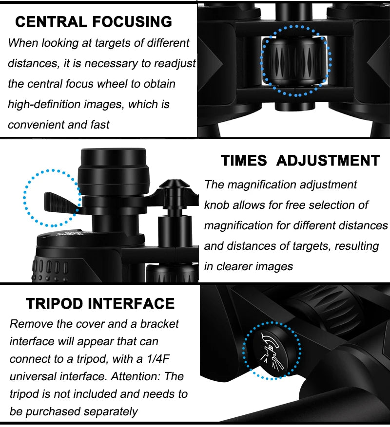 BORWOLF 15-450X60 Binoculars Telescope HD Light Night Vision Bak4 Prism Professional Zoom Powerful for Hunting Bird Watching