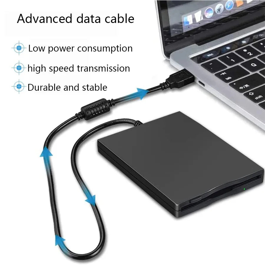 USB External Floppy Disk Reader Drive 3.5” 1.44MB FDD Diskette Drive for Mac Windows 10/7/8/XP/Vista PC Laptop Desktop