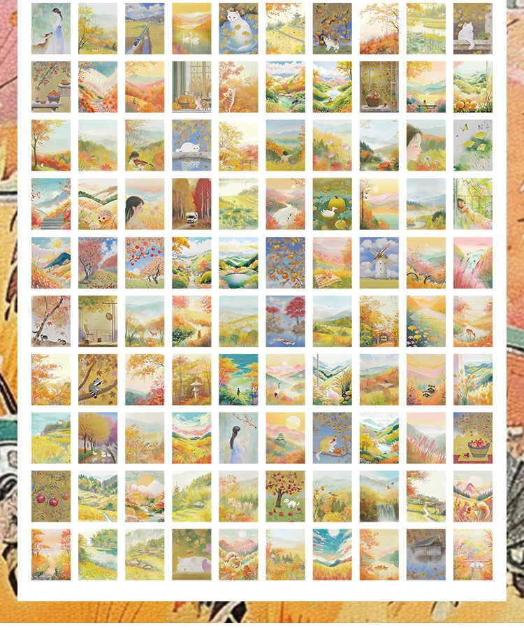 200 sheet Four Seasons Landscape material paper Decor Diary Album Scrapbooking material Background paper junk journal supplies