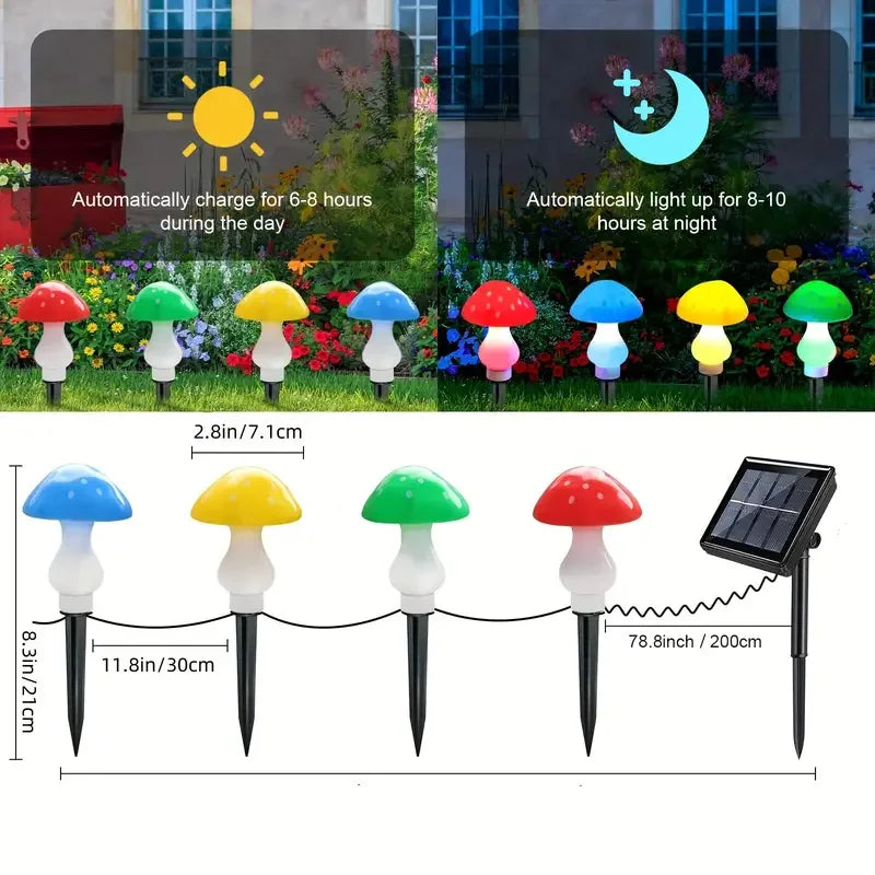 Solar Mushroom Lights Fairy LED Ground Mounted Lamp Garden Decor Waterproof Outdoor Night Light For Lawn Landscape Lighting