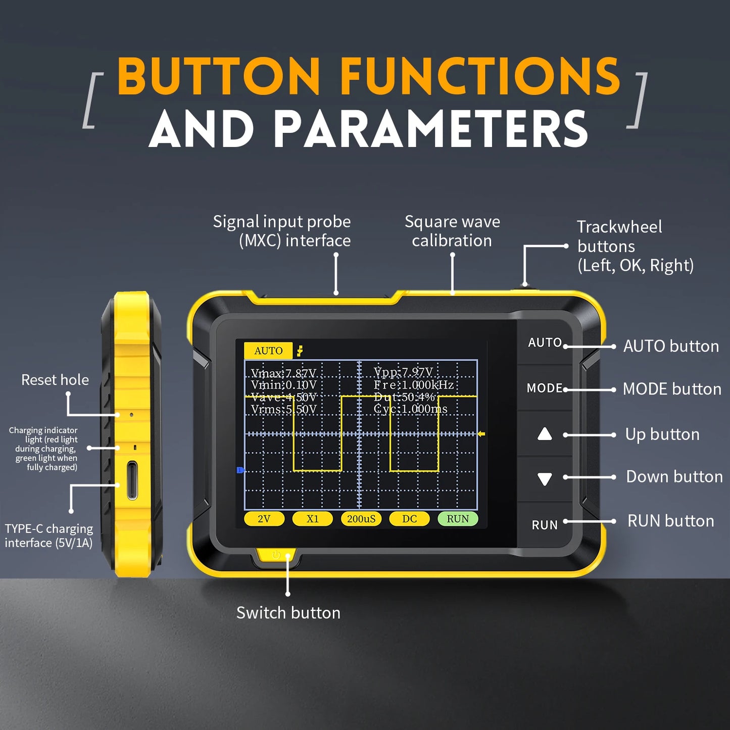 DSO152 DSO153 New Mini Handheld Digital Portable OSC 2.5MSa/s 200KHz Analog Bandwidth 800 VPP with PWM Output