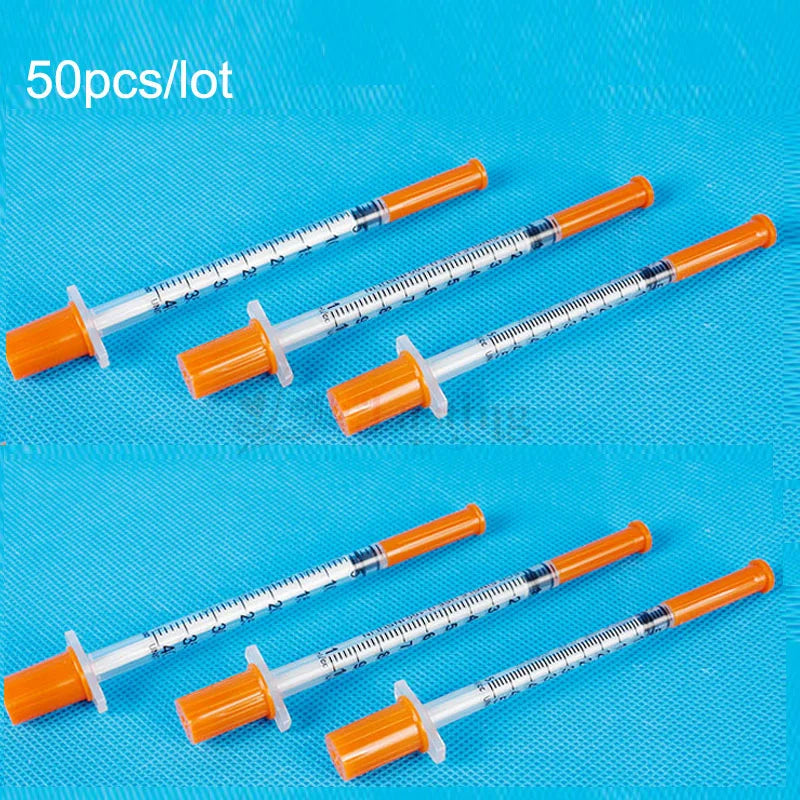 50Pcs/Pack 1ML Syringe with 30G 13mm (8Mm Long) Lab Supplies Farm Animal Cattle Sheep Horses Cat Dog Pet Syringes Liquid Tattoo
