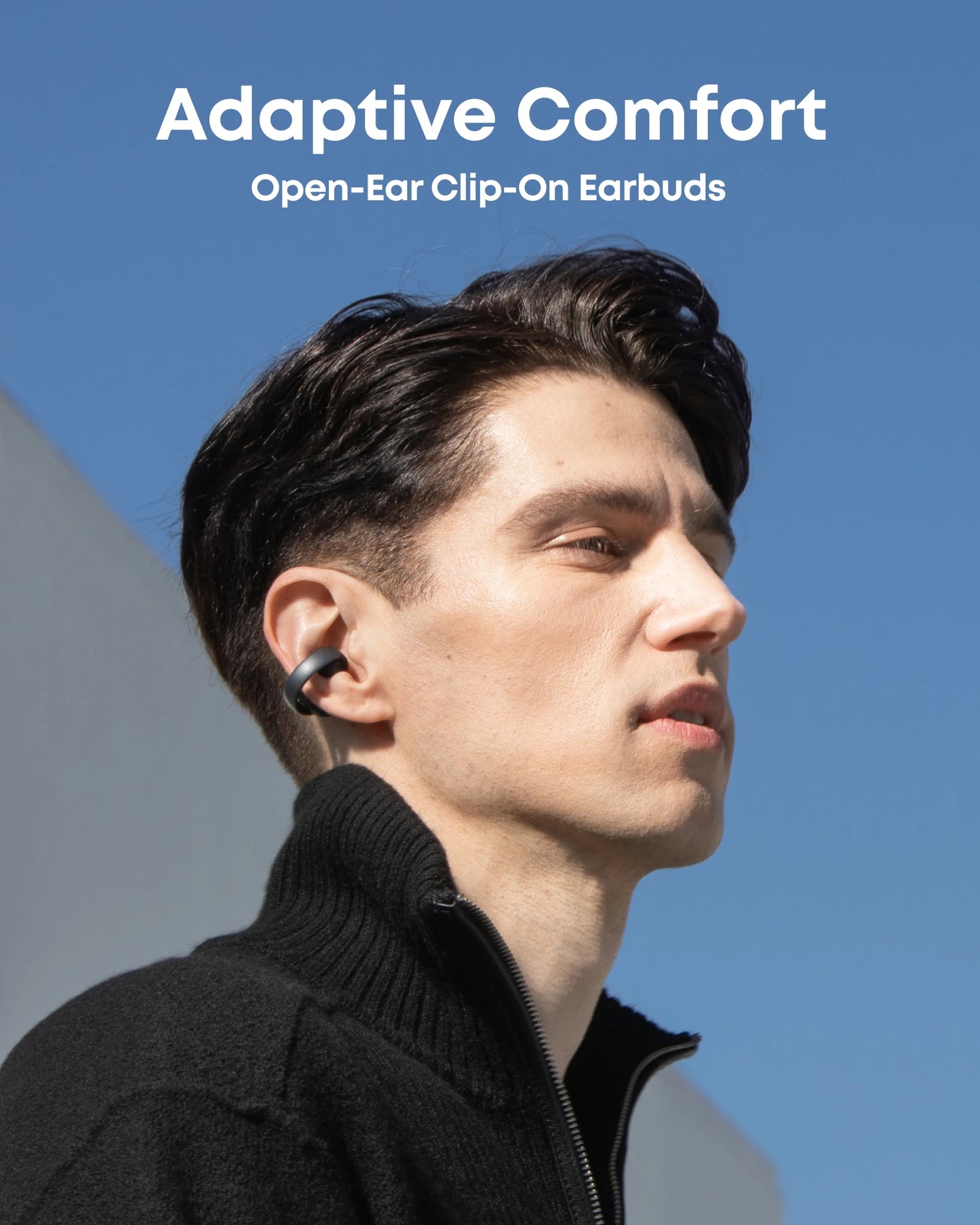 Soundcore AeroClip by Anker Open-Ear Earbuds Clip-On Headphones Adaptive Comfort, Clear Calls with 4 Mics and AI, Stable Fit