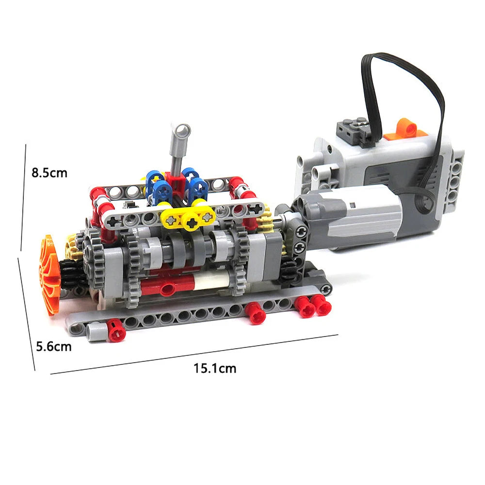 MOC 6 Speed Gearbox Engine Manual Transmission Model APP Control M Motor AA Battery Box 8883 8881 Building Block Power Functions