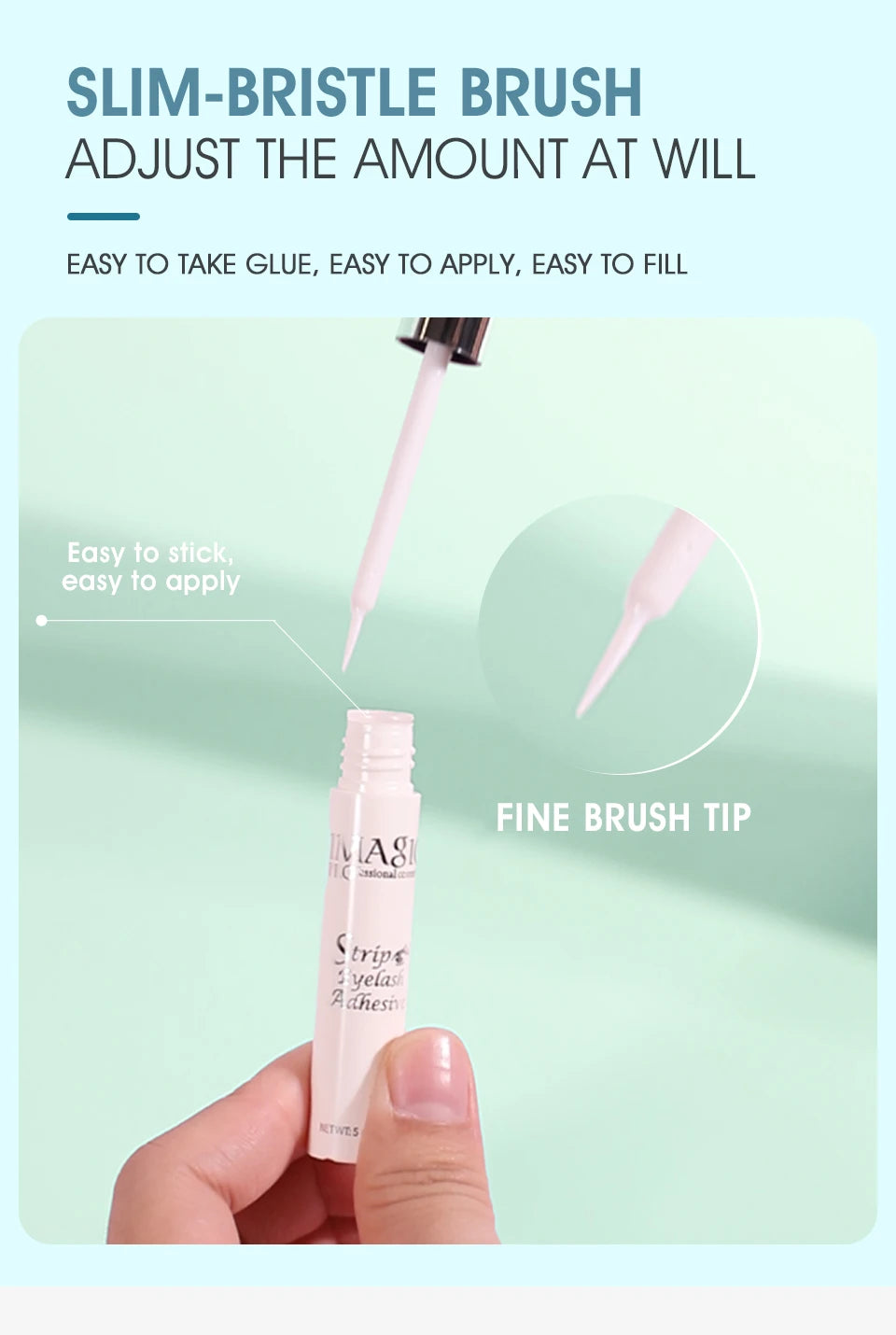 IMAGIC 5ml False Eyelash Extension Glue Waterproof Fast Dry Long Lasting Strong No Irritation Transparent Eyelash Primer Tools