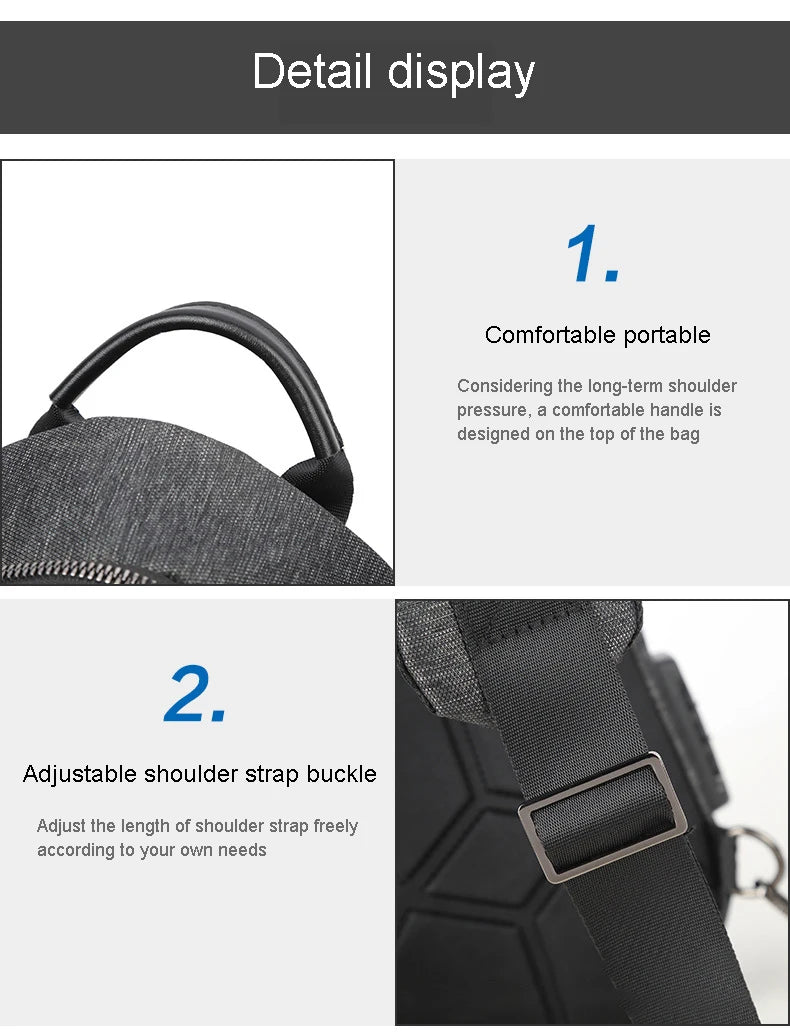 Running Chest Bag for Men USB Charging Fashion Streetwear Sling Pack Crossbody Motor Cycling Backpack for College Student Unisex