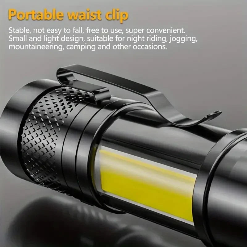 LED Flashlight Portable Torch Outdoor Rechargeable USB Zoomable Lantern High Power Flash Light Camping Waterproof Long Range