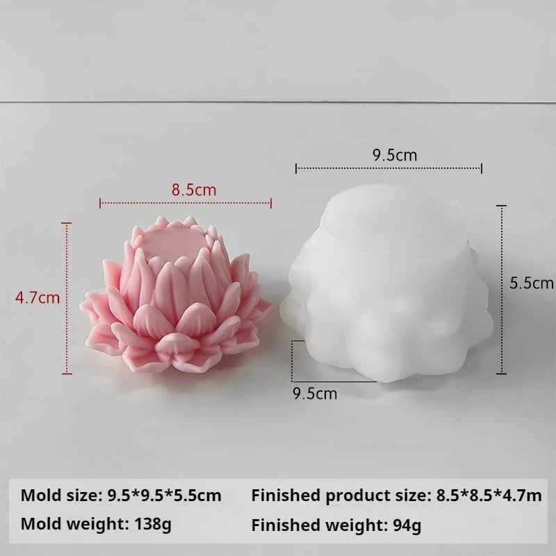 Silicone 3D Candle Molds DIY Lotus Flower Handmade Gifts Candle Soap Making Tools De Silicona Para Velas форма для свечей