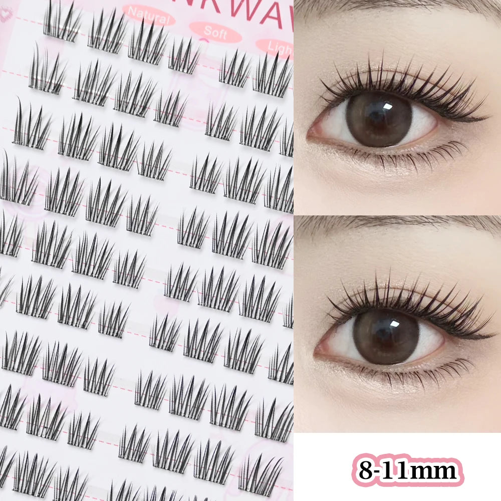 No Glue Needed Idol False Eyelashes Large Capacity 7-9mm Self Adhesive Eyelashes DIY Lash Extension Korean Makeup Cluster Lashes