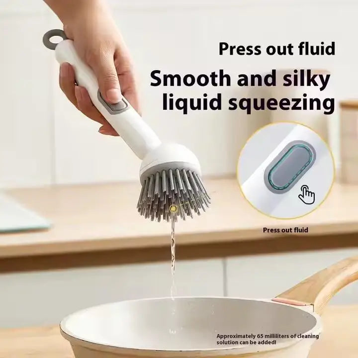 Kitchen Pot Brush for Home Use Long Handle Rotating Dish Washing Scrubber with Liquid Dispenser Bowl Pans Brush Cleaning Tools