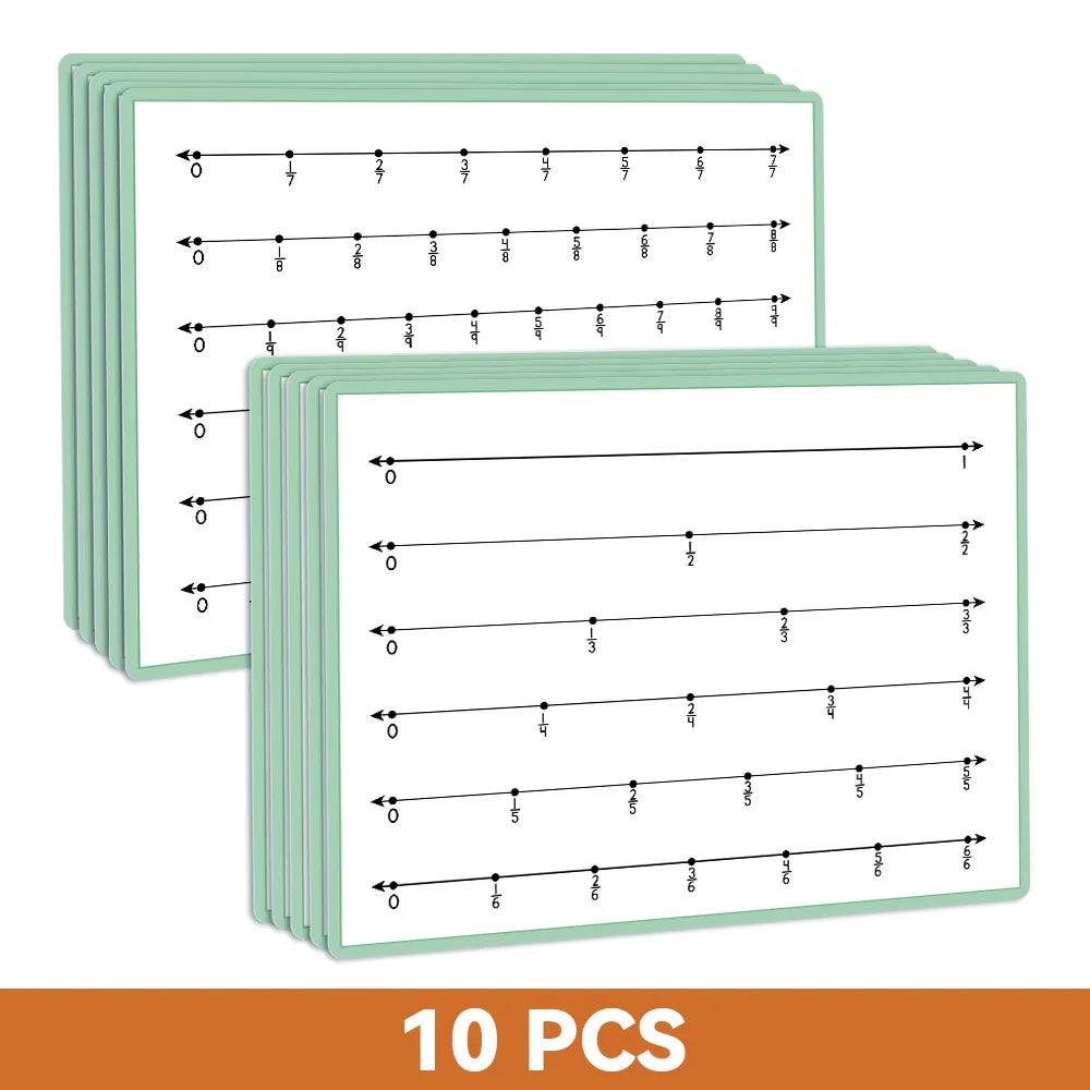 10 PCS Erasable Double-sided Fraction Board for Childrens Fraction Learning Mathematics Teaching Aids