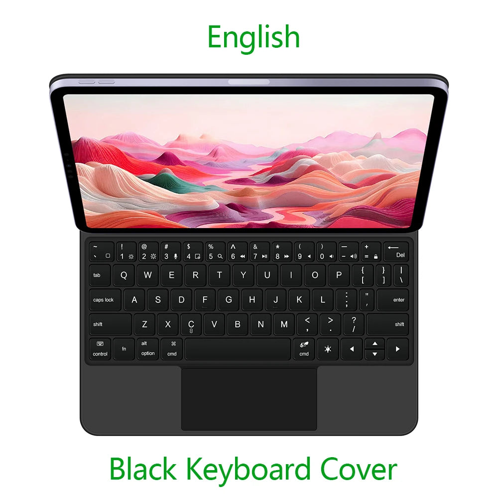 AJIUYU Magic Keyboard Folio For iPad Pro 11 inch (M4) 2024 A2836 A2837 Smart Magnetic Case Multi-touch Backlight Keyboard Cover
