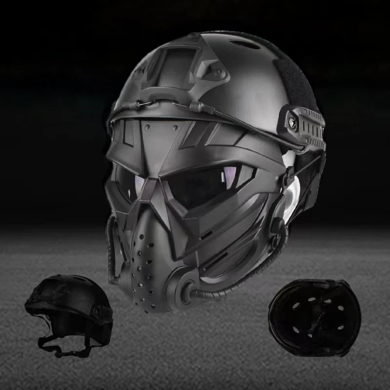 ZLang Tactical Airsoft Helmet With Full Face Mask For Hunting Cos Paintball Shooting Alien Mask and ABS Fast Helmet Protection