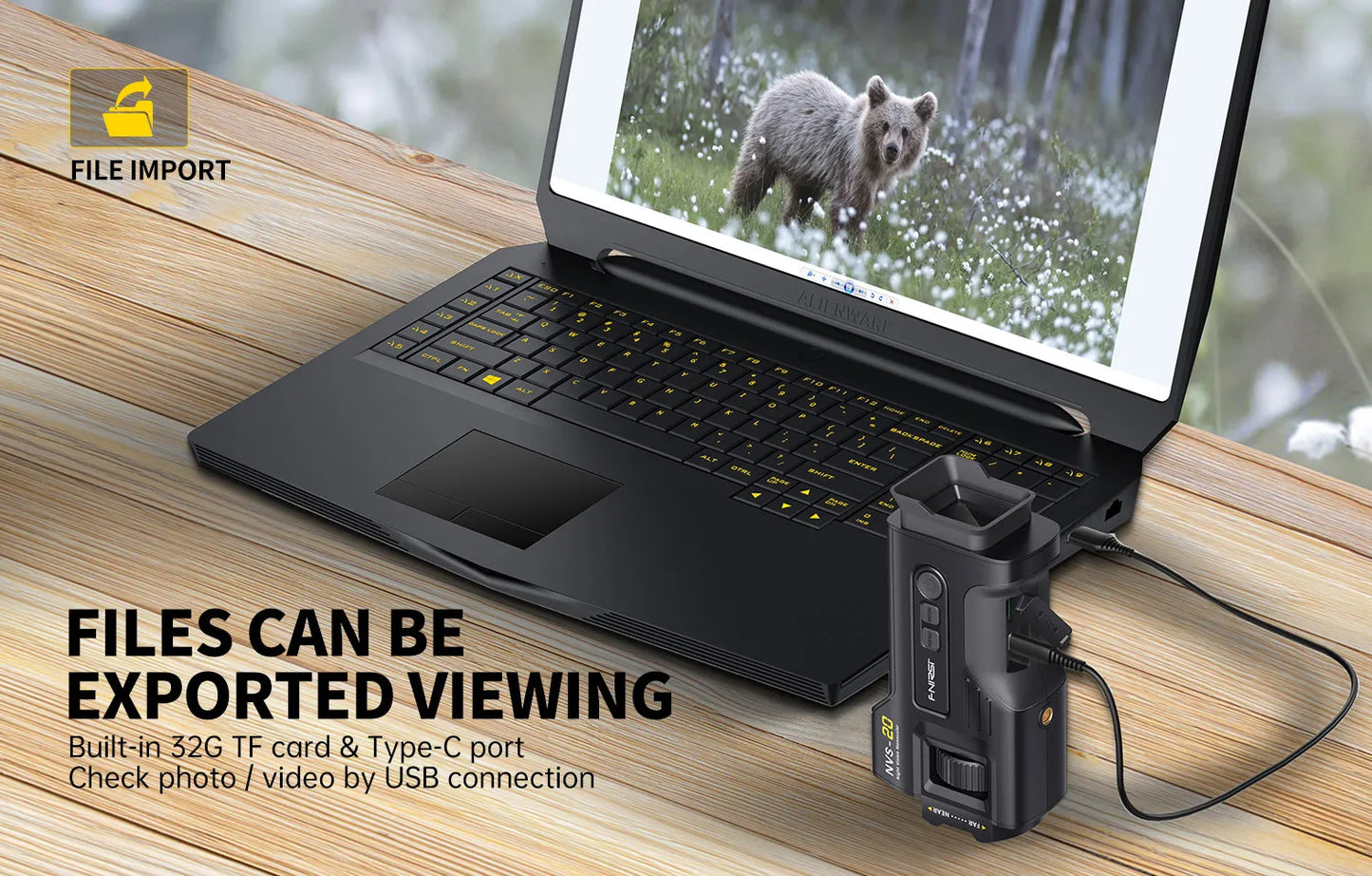 FNIRSI Telescope NVS-20 4K HD Monocular Night Vision Goggles 6X Digital Zoom 300m Hunting Camping Scope Day and Night Dual Use