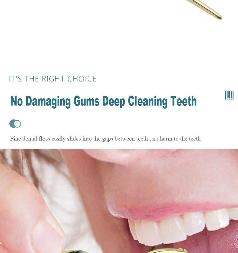 Replaceable Dental Floss Stainless Steel Y Shape Floss Holder Reusable Toothpick Portable Hilo Dental Floss Dental Teeth Sticks