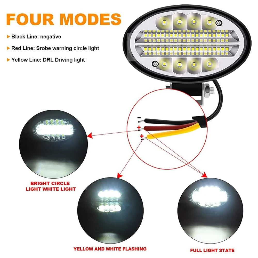 LED Tractor Oval Work Light 5inch Car Lamp 12V 24V Offroad Cab Headlight for Mining Crane Dump Truck Forklift ATV Spotlight