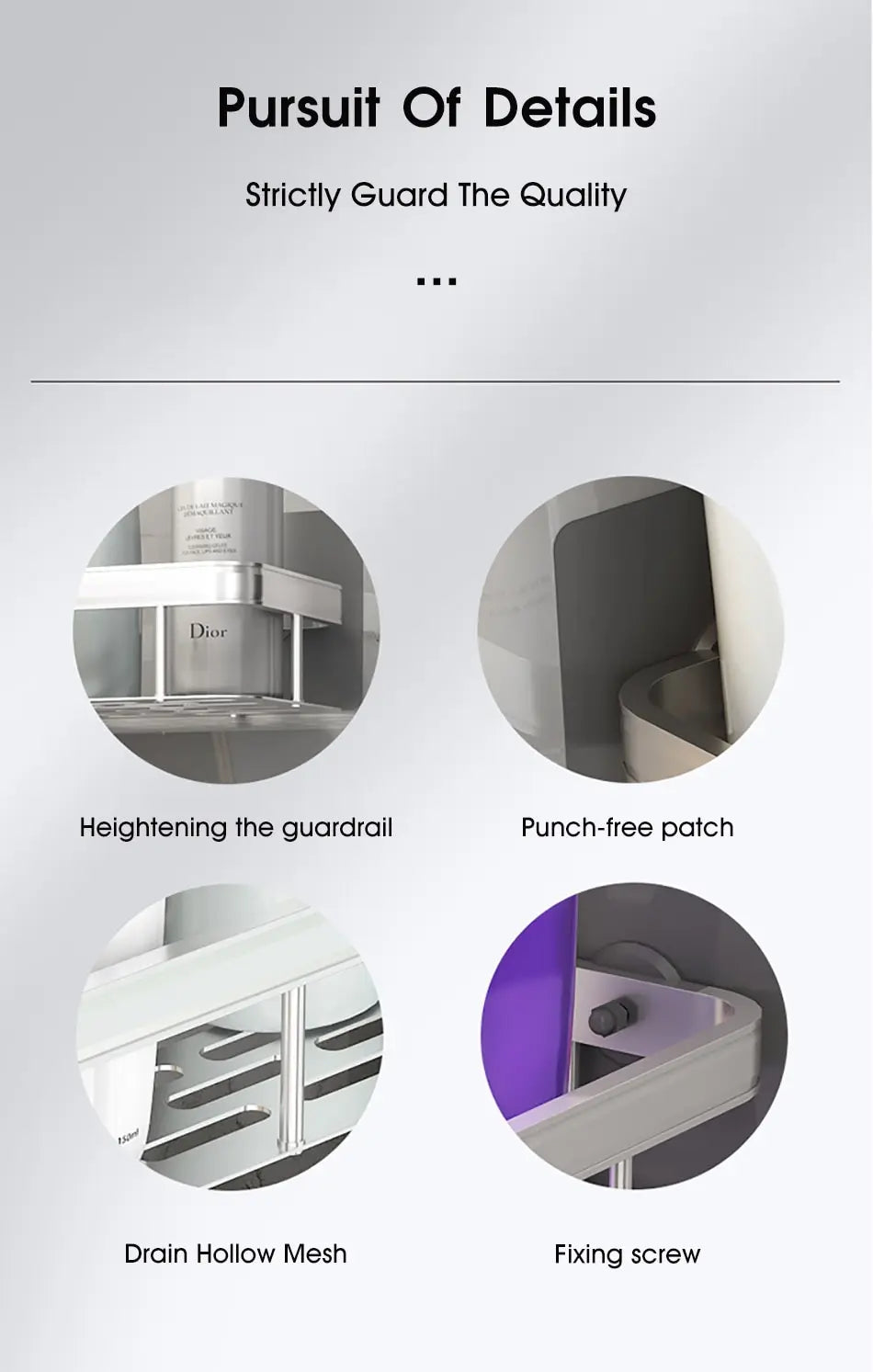 Bathroom Storage Rack No Drill Shelves Wall Mount Corner Shelf Shower Holder For WC Shampoo Organizer Bathroom Accessories