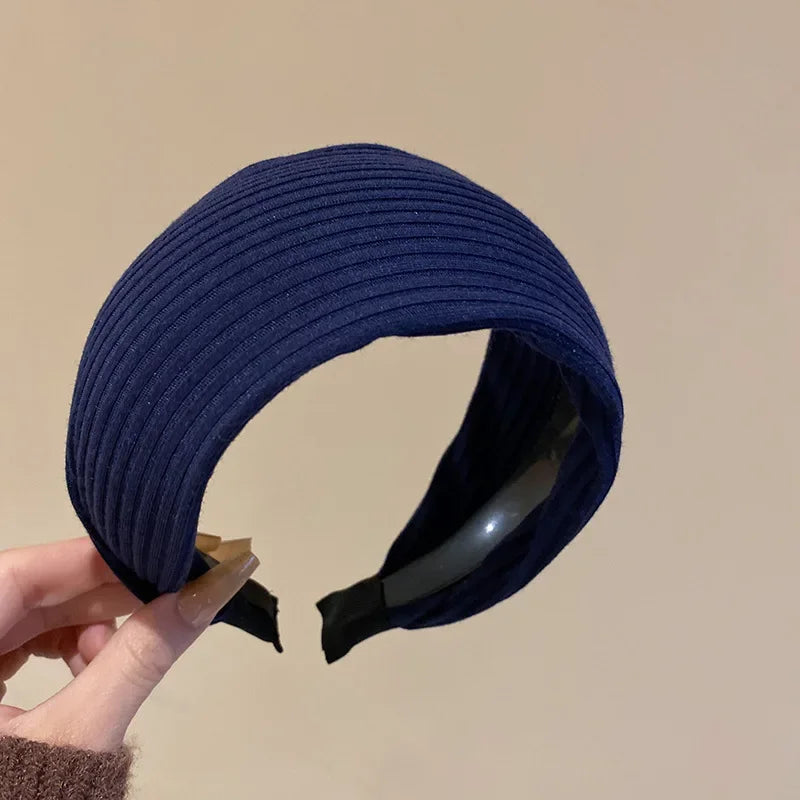 Kintting Solid Color Wide Edge Striped Nonslip Arc Acrylic Headbands for Women French Temperament Atmosphere Hair Accessories