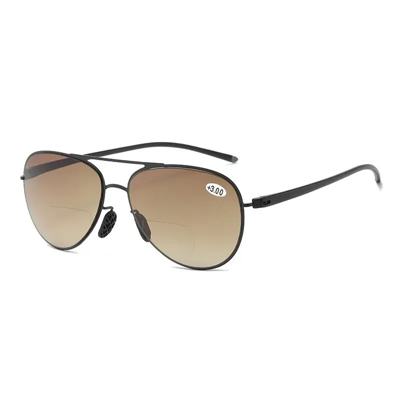 Bifocal Reading Glasses Men Fashion Double Bridge Sunglasses Male Look Far and Near Anti Glare Hyperopia Eyeglasses +100 To +350