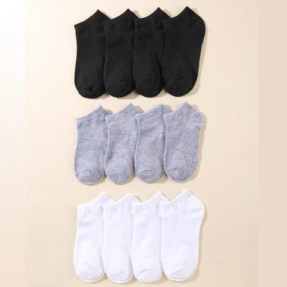12 Pairs Solid Color Boat Socks Comfortable Breathable High-Quality Men's Business Low Tube Socks Casual Men Slipper Floor Socks