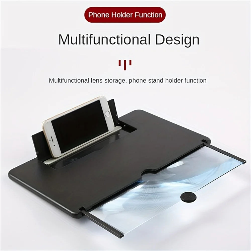 Portable 12 Inch Phone Large Screen Amplifier 3D Magnifying Glass Holder HD Mobile Phone Screen Video Magnifier Screen Bracket