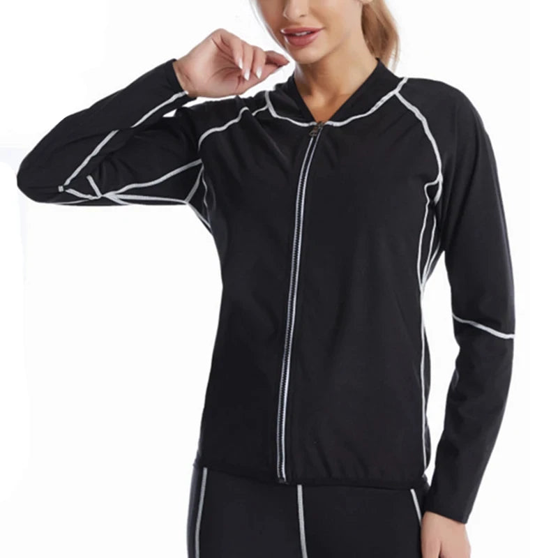 Sauna Sweat Suits Polymer Sweat Suit Waist Trainer Suits Hot Sweating Jacket Leggings Fat Burn Suit Weight Loss Corset Top Pants