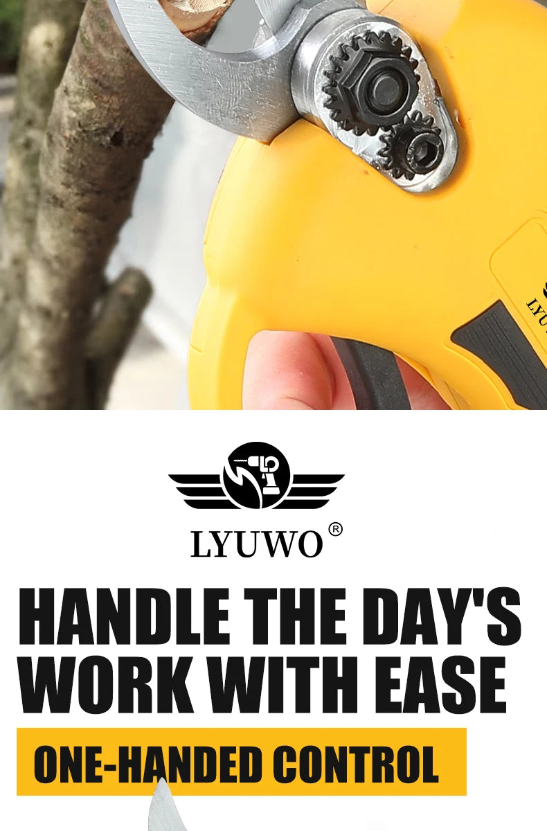 LYUWO Rechargeable Wireless Pruning Scissors, Fruit Tree Potted Pruning Electric Tool, 20V brushless, 30mm
