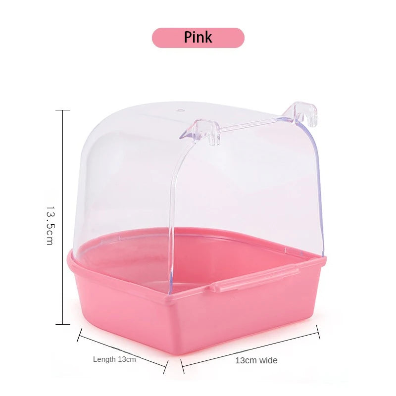 New Clear Bird Bath For Cage Parakeet Bird Cage Accessories Hanging Bird Bath Box Parrot Bird Bathing Tub With Clear View